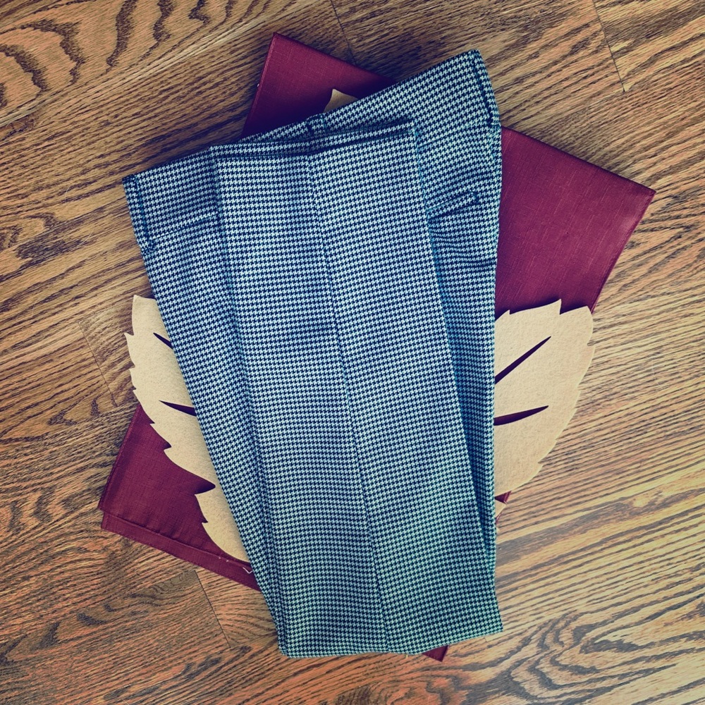 Black and white dress pants.  Tapered leg.